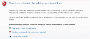Fix: “There is a Problem with this Website’s Security Certificate” Error